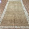 6′ x 11′ Camel and Sage Hand-Knotted Vintage Turkish Anatolian Oushak Rug – Transitional Wool