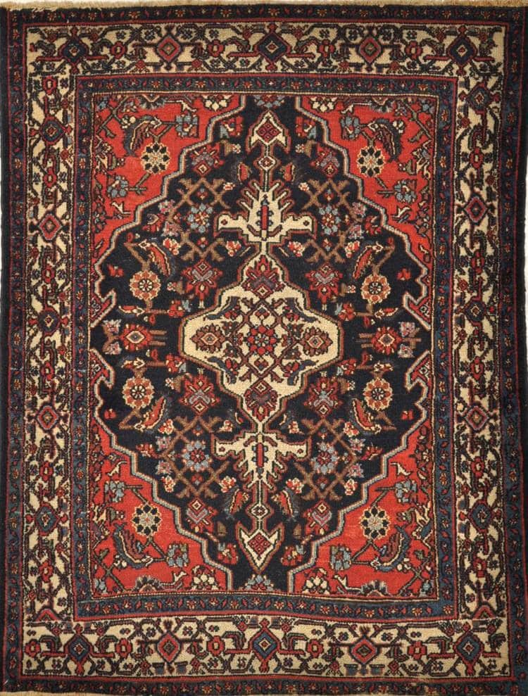 4′ x 5′ Black Fine Hand-Knotted Vintage Persian Malayer Rug – Traditional Wool 4′ x 5′ Black Fine Hand-Knotted Vintage Persian Malayer Rug – Traditional Wool