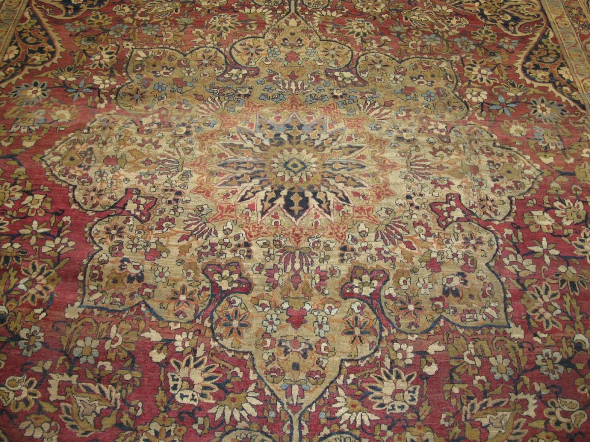 10′ x 15′ Persian Red Lavar Kerman Rug – Late 19th Century Hand-Knotted Wool