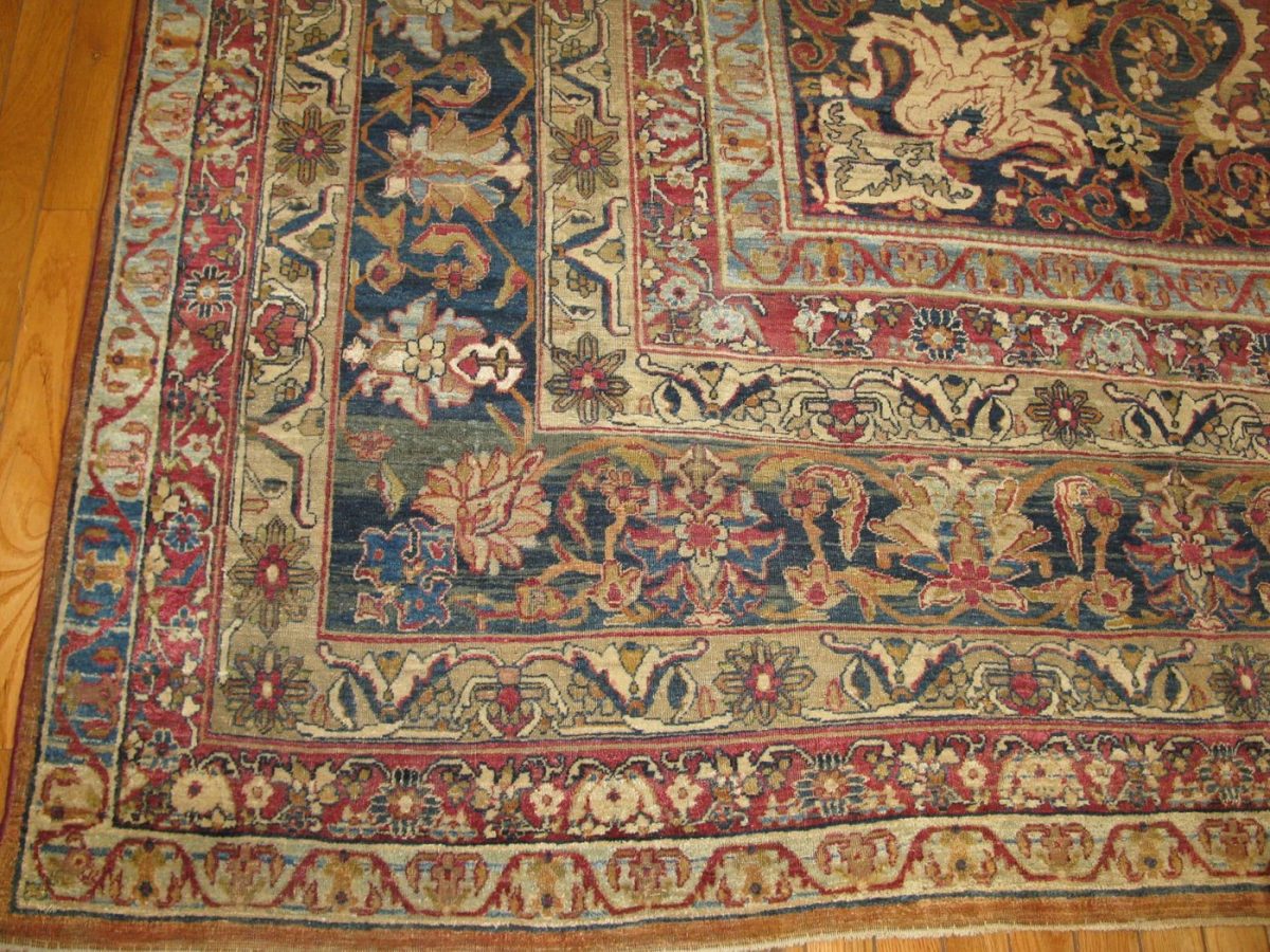 10′ x 15′ Persian Red Lavar Kerman Rug – Late 19th Century Hand-Knotted Wool