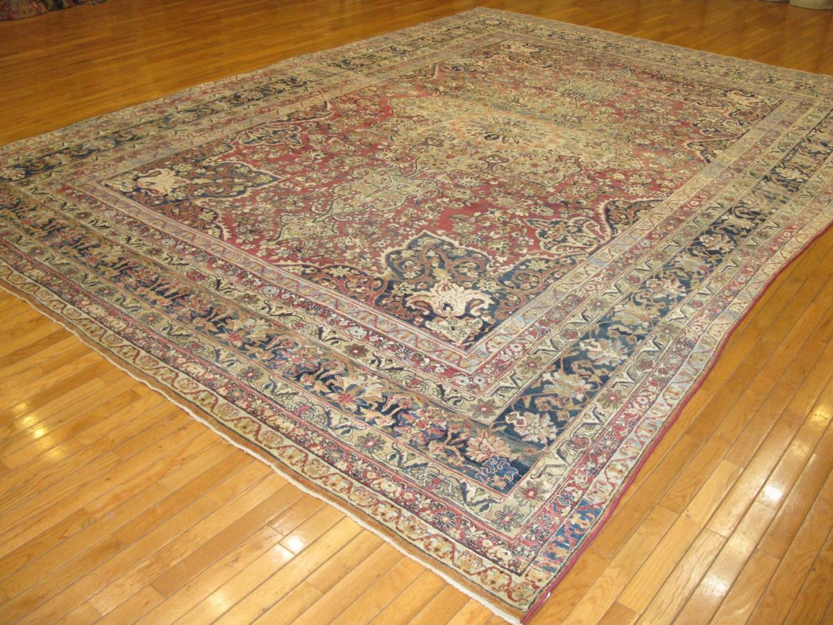 10′ x 15′ Persian Red Lavar Kerman Rug – Late 19th Century Hand-Knotted Wool