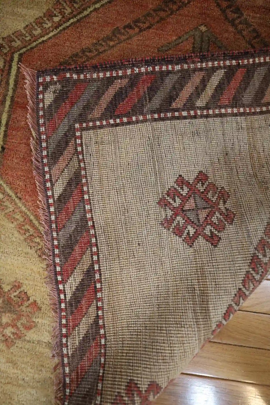 3′ x 13′ Beige Fine Hand-Knotted Vintage Turkish Oushak Runner – Traditional Wool