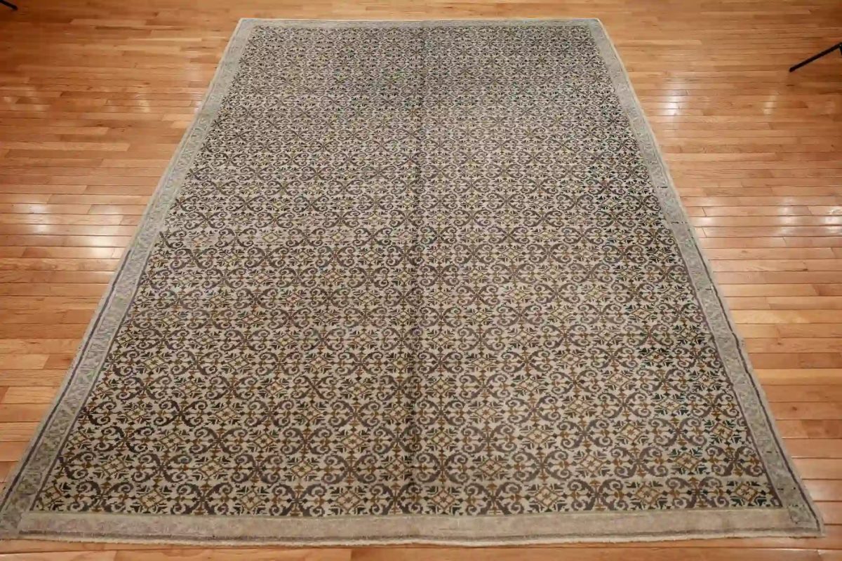 7′ x 9′ Beige Fine Hand-Knotted Turkish Oushak Rug – Traditional Wool