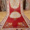 4′ x 15′ Red Fine Hand-Knotted Vintage Turkish Oushak Runner – Traditional Wool
