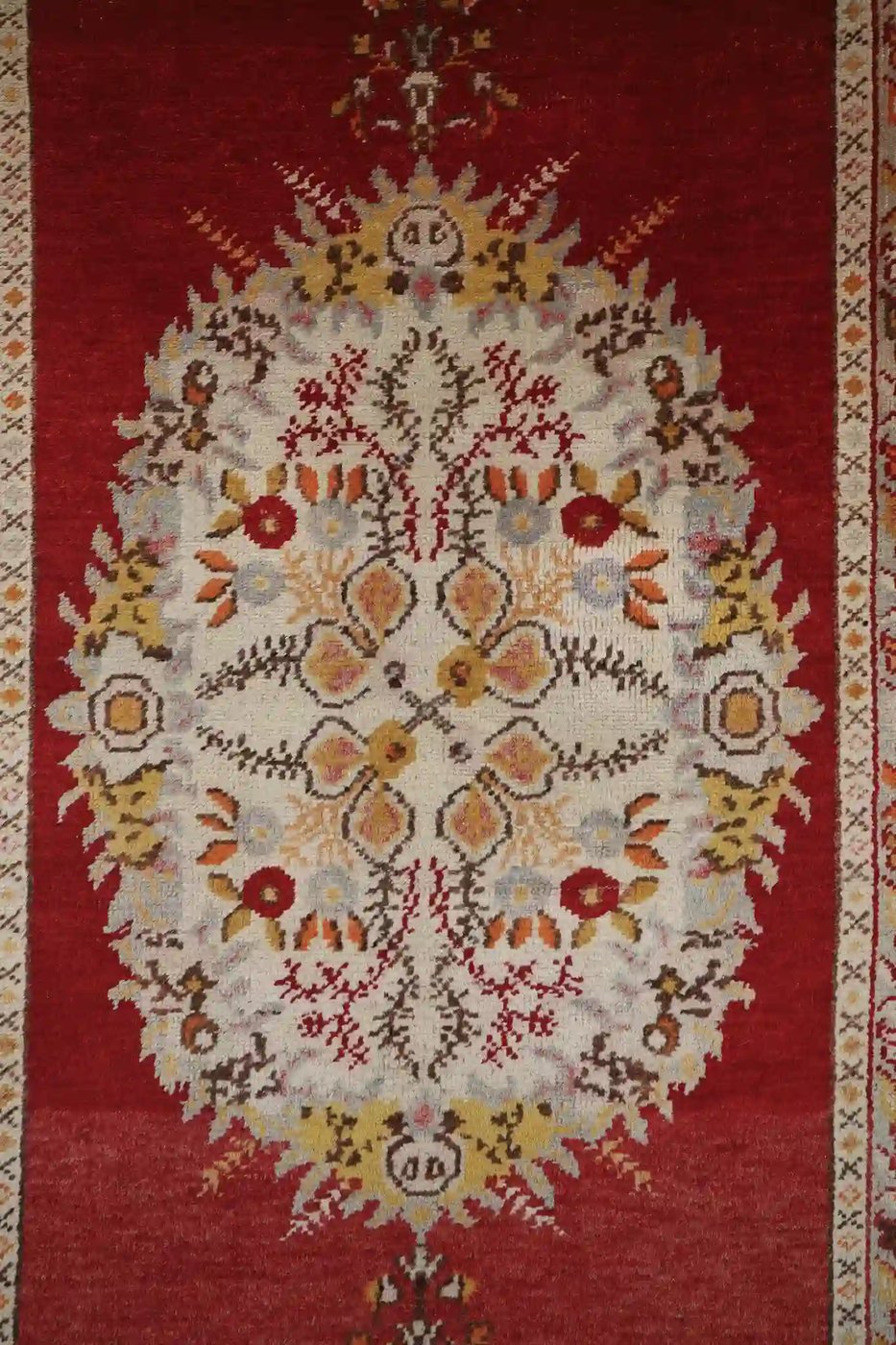 4′ x 15′ Red Fine Hand-Knotted Vintage Turkish Oushak Runner – Traditional Wool
