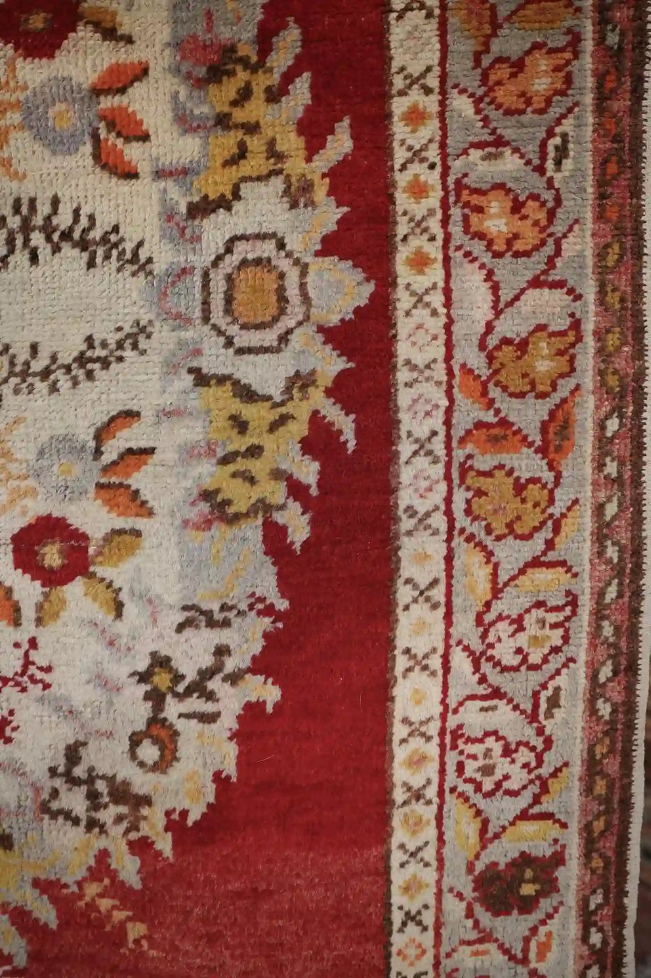 4′ x 15′ Red Fine Hand-Knotted Vintage Turkish Oushak Runner – Traditional Wool