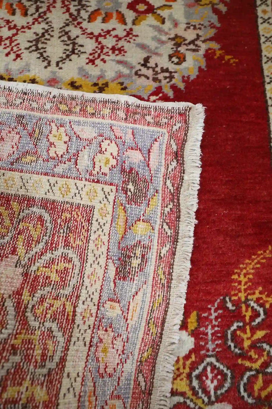4′ x 15′ Red Fine Hand-Knotted Vintage Turkish Oushak Runner – Traditional Wool