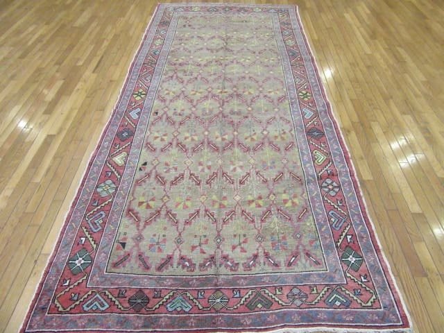 5′ x 11′ Turkish Oushak Sage All-Over Pattern Rug – Vintage Hand-Knotted Wool