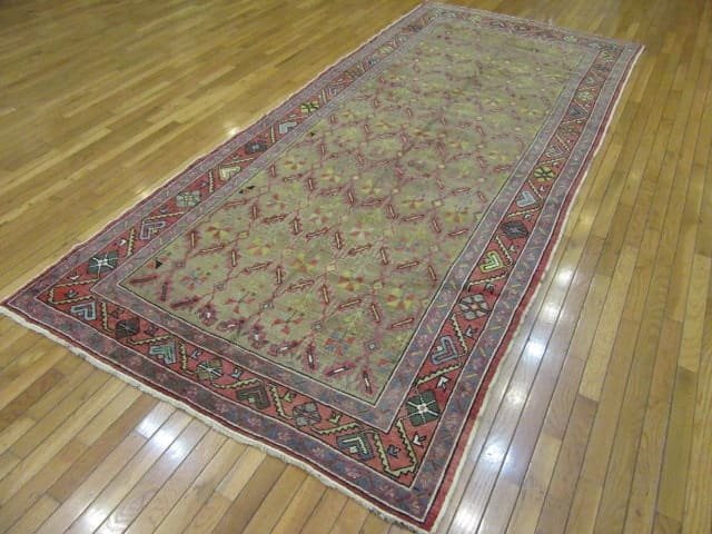 5′ x 11′ Turkish Oushak Sage All-Over Pattern Rug – Vintage Hand-Knotted Wool