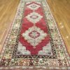 5′ x 12′ Vintage Turkish Oushak Red Double Medallion Runner Rug – Traditional Hand-Knotted Wool