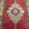 5′ x 12′ Vintage Turkish Oushak Red Double Medallion Runner Rug – Traditional Hand-Knotted Wool