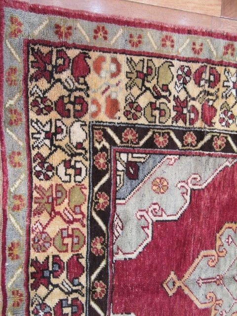5′ x 12′ Vintage Turkish Oushak Red Double Medallion Runner Rug – Traditional Hand-Knotted Wool
