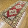 5′ x 12′ Vintage Turkish Oushak Red Double Medallion Runner Rug – Traditional Hand-Knotted Wool