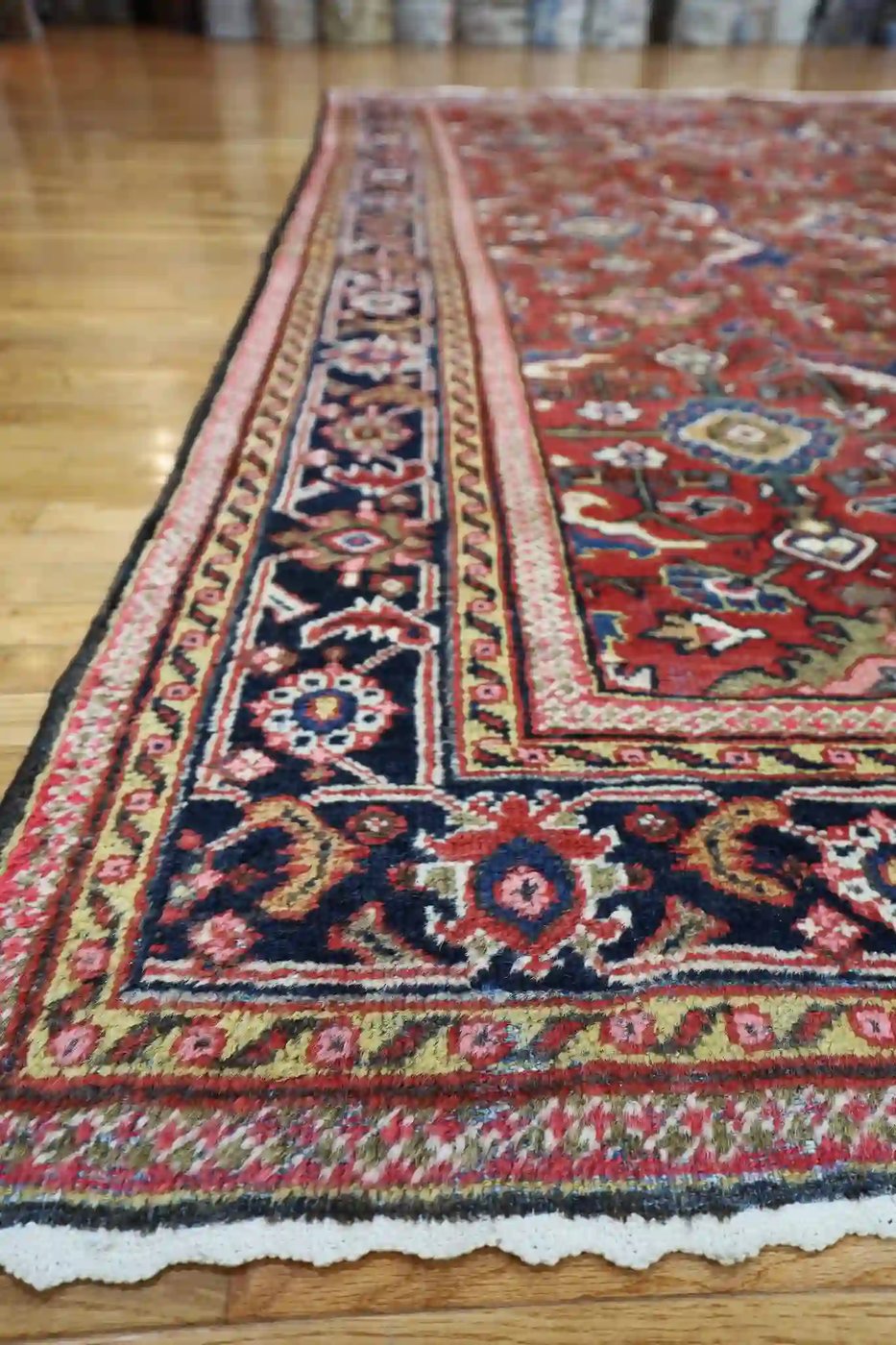 9′ x 12′ Red Fine Hand-Knotted Semi-antique Persian Mahal – Traditional Wool