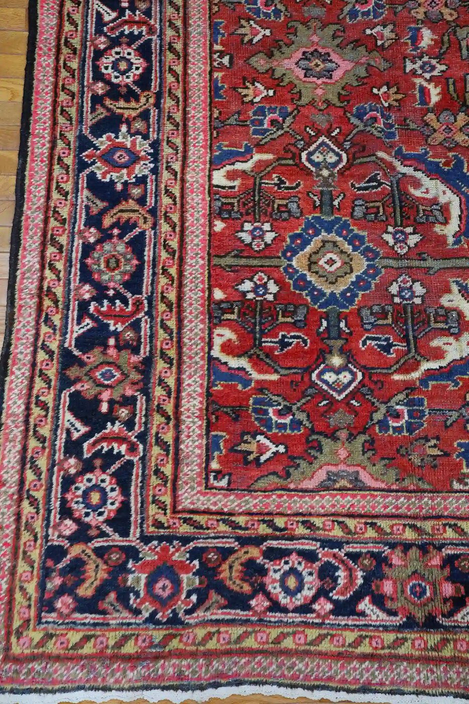 9′ x 12′ Red Fine Hand-Knotted Semi-antique Persian Mahal – Traditional Wool