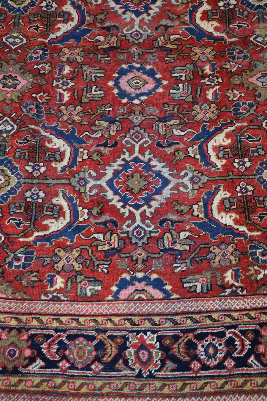 9′ x 12′ Red Fine Hand-Knotted Semi-antique Persian Mahal – Traditional Wool
