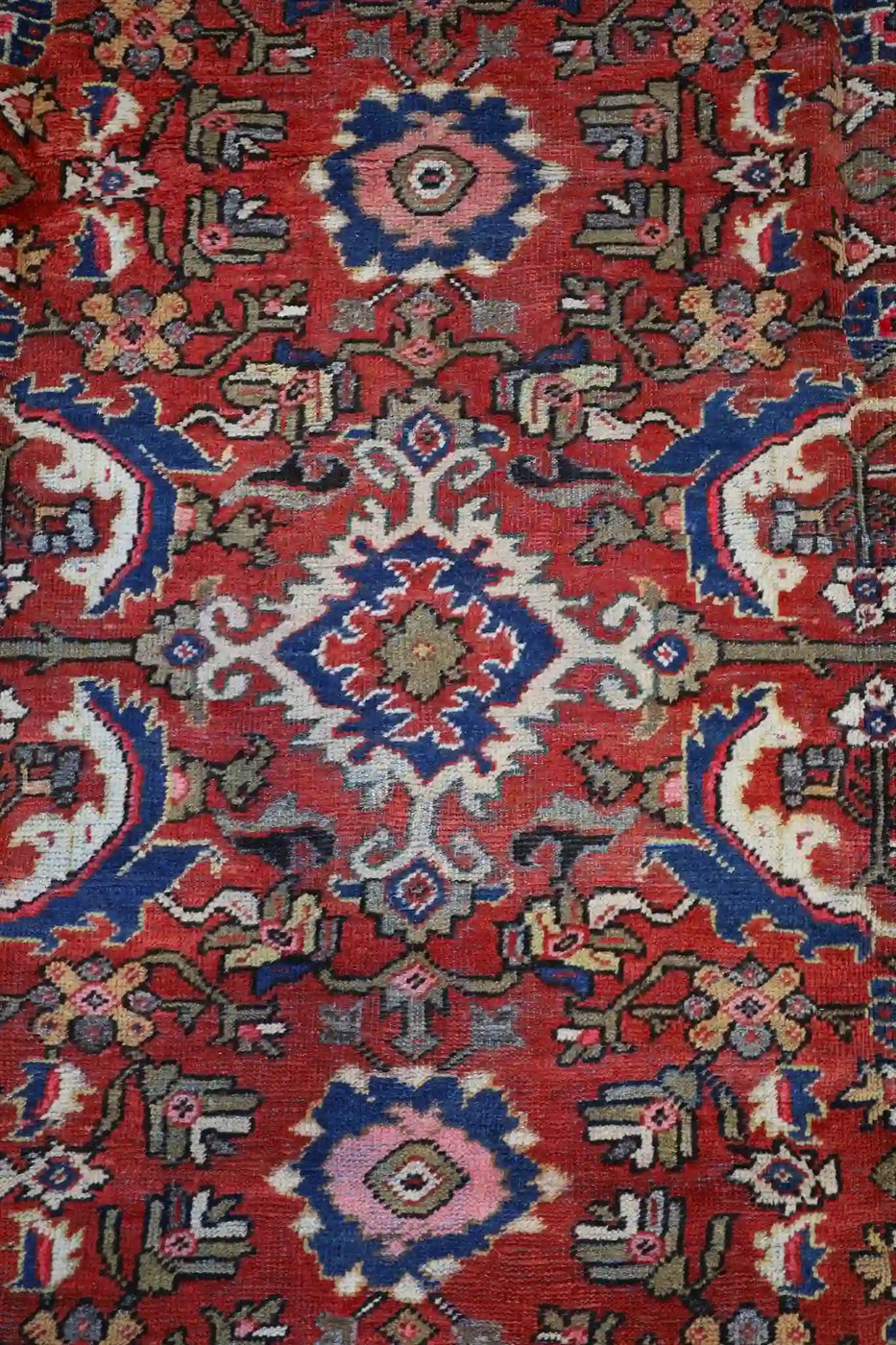 9′ x 12′ Red Fine Hand-Knotted Semi-antique Persian Mahal – Traditional Wool
