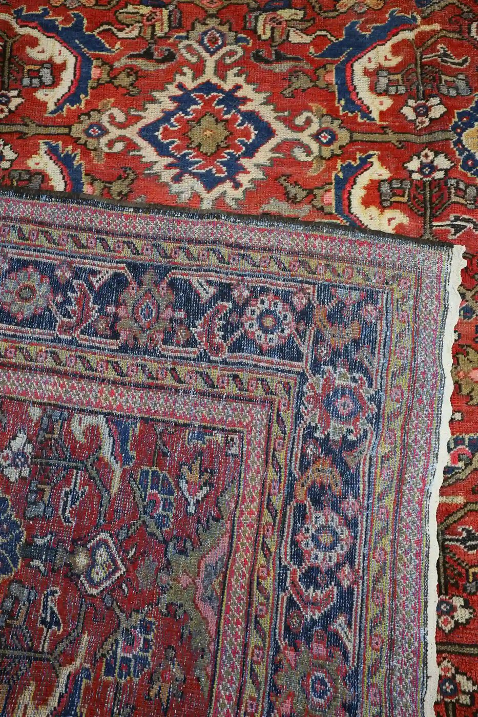 9′ x 12′ Red Fine Hand-Knotted Semi-antique Persian Mahal – Traditional Wool