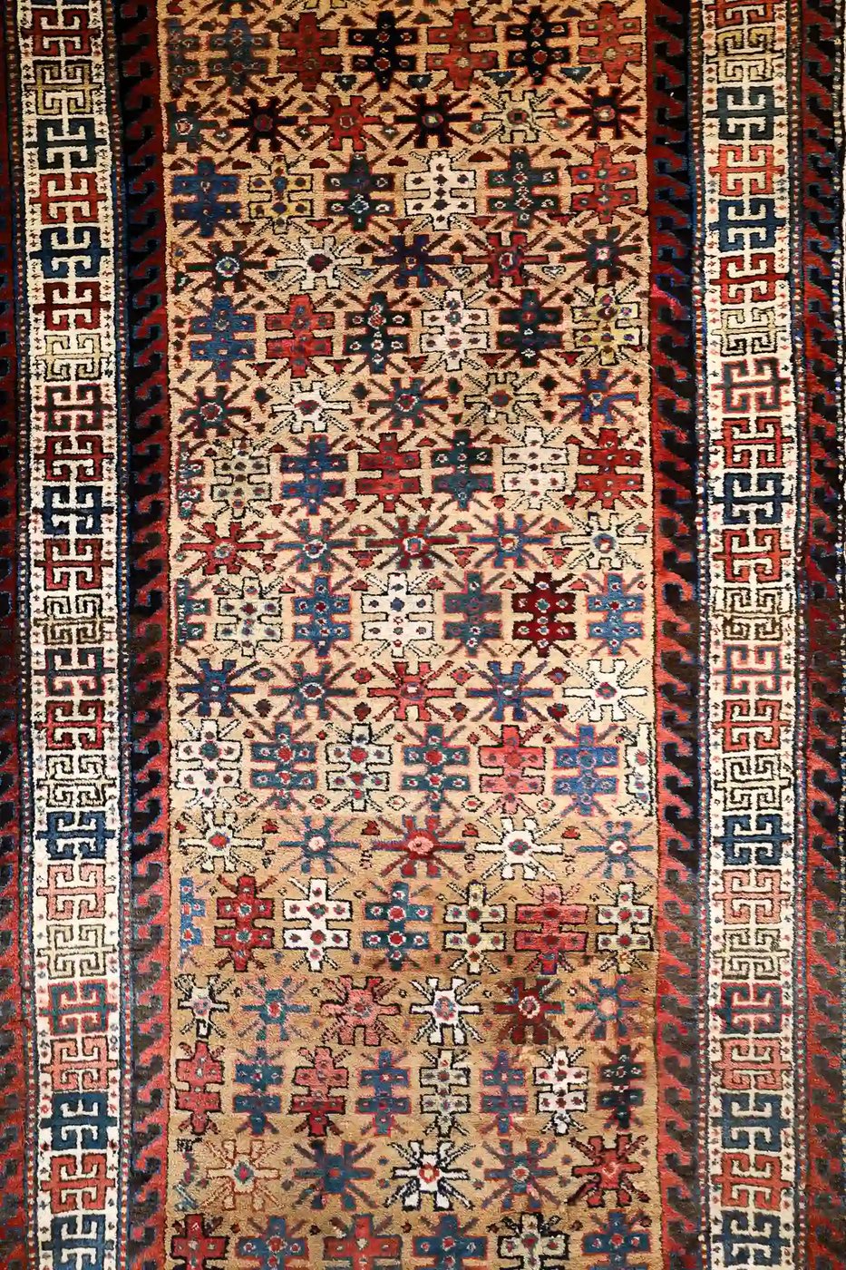 4′ x 10′ Beige Fine Hand-Knotted Caucasian Shirvan Runner – Traditional Wool