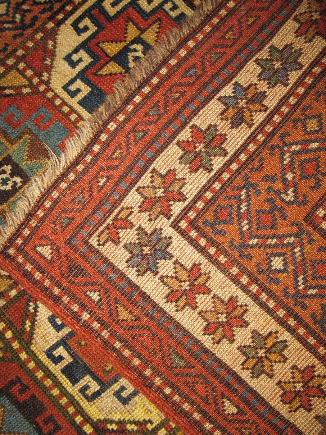 4′ x 10′ Caucasian Kazak Brick Red Geometric Runner Rug – Traditional Wool