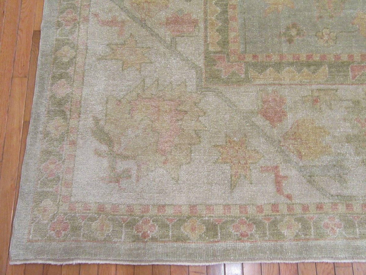 13′ x 17′ Vintage Turkish Oushak Pale Blue – Traditional Hand Knotted Wool