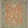 14′ x 17′ Terracotta Fine Hand-Knotted Turkish Antique Oushak Rug – Traditional Wool