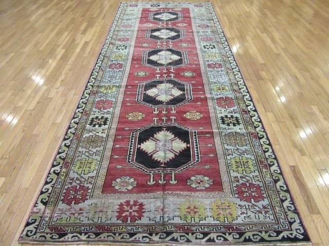 5′ x 13′ Red Triple Medallion Turkish Oushak Runner Rug – Traditional Wool