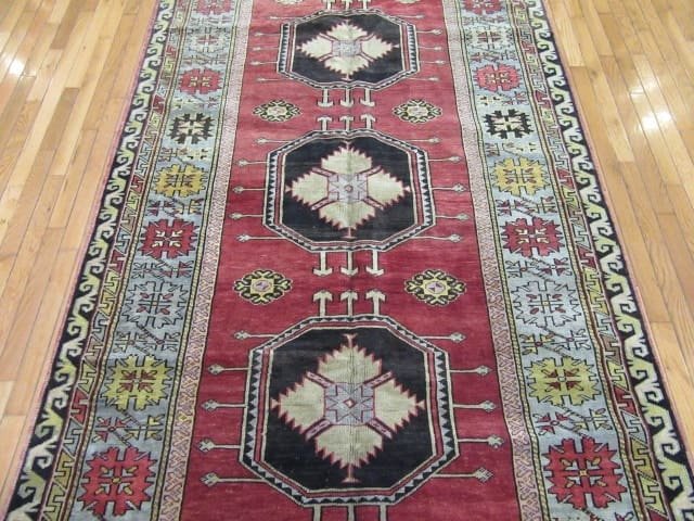 5′ x 13′ Red Triple Medallion Turkish Oushak Runner Rug – Traditional Wool