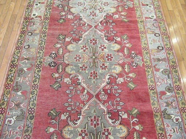 5′ x 12′ Vintage Red Triple Medallion Turkish Oushak Runner Rug – Traditional Wool