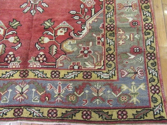5′ x 12′ Vintage Red Triple Medallion Turkish Oushak Runner Rug – Traditional Wool