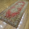 5′ x 12′ Vintage Red Triple Medallion Turkish Oushak Runner Rug – Traditional Wool