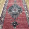 5′ x 12′ Vintage Red Medallion Turkish Oushak Rug – Traditional Wool
