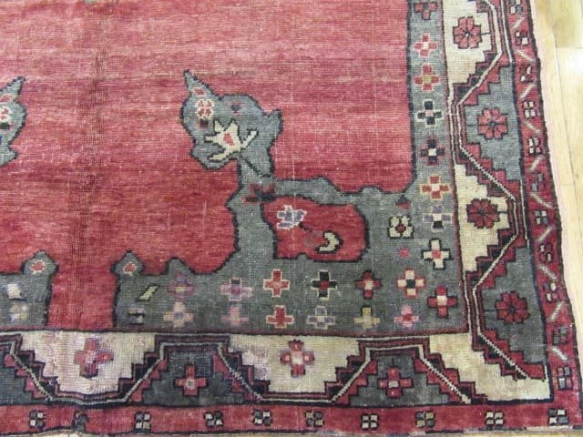 5′ x 12′ Vintage Red Medallion Turkish Oushak Rug – Traditional Wool