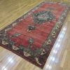 5′ x 12′ Vintage Red Medallion Turkish Oushak Rug – Traditional Wool