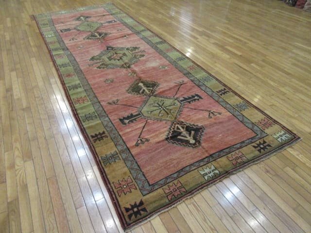 5′ x 13′ Rust Turkish Oushak Tribal Runner Rug – Hand-Knotted Wool