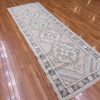 3′ x 10′ Vintage Turkish Oushak Ivory Gray Medallion Runner Rug – Transitional Wool