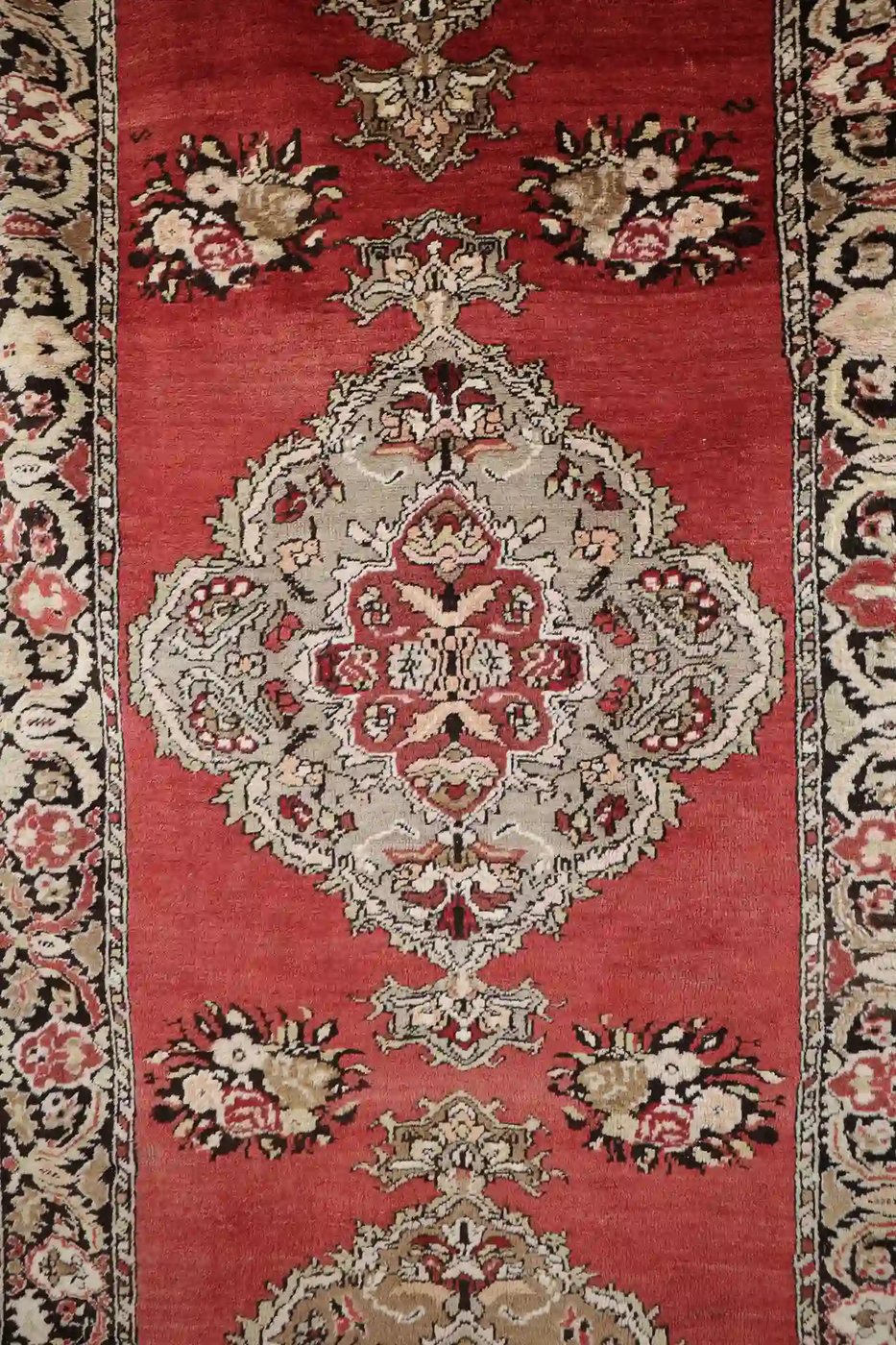 4′ x 11′ Red Fine Hand-Knotted Vintage Turkish Oushak Runner – Traditional Wool