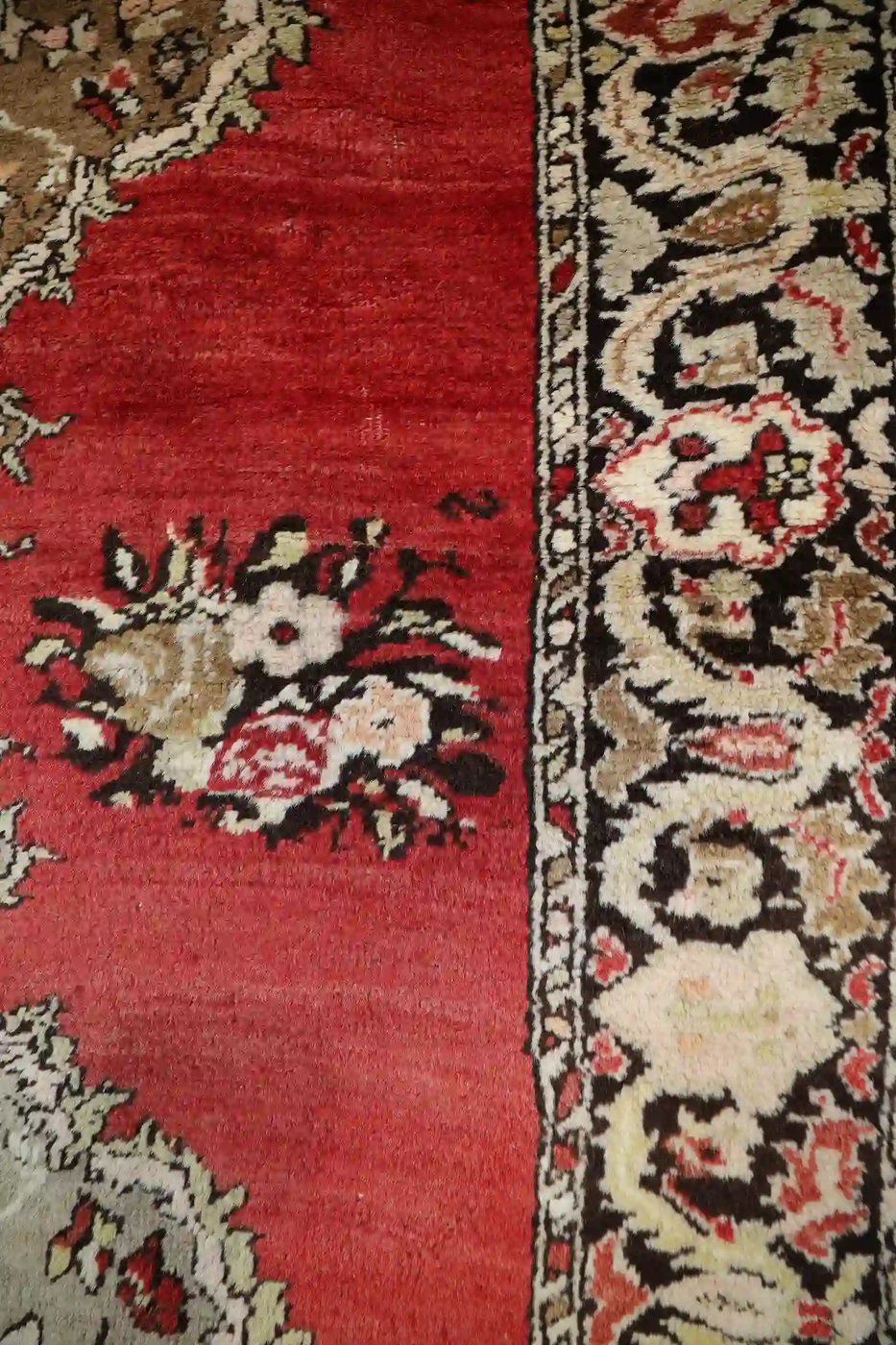 4′ x 11′ Red Fine Hand-Knotted Vintage Turkish Oushak Runner – Traditional Wool