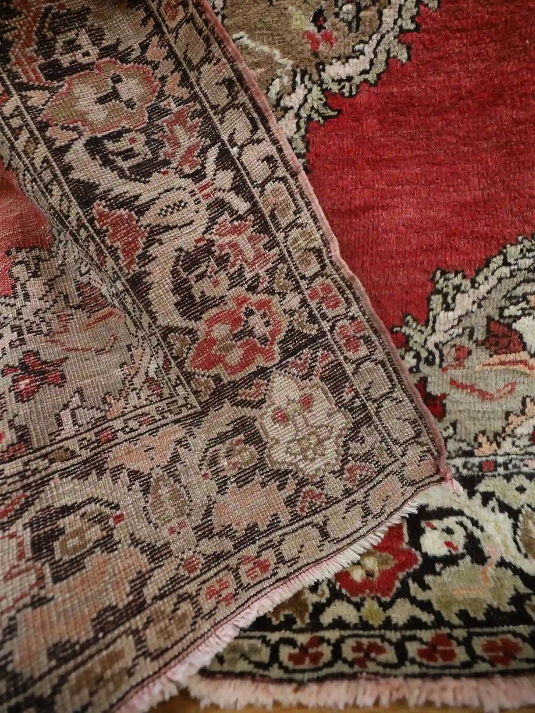 4′ x 11′ Red Fine Hand-Knotted Vintage Turkish Oushak Runner – Traditional Wool