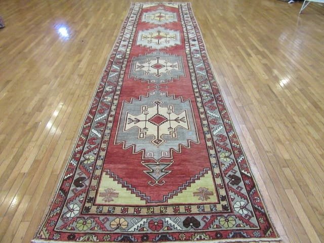 5′ x 18′ Turkish Oushak Rust Ivory Medallion Runner – Vintage Hand-Knotted Wool
