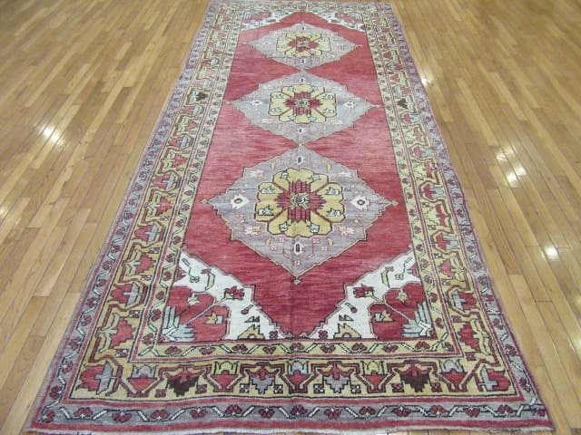 5′ x 11′ Turkish Oushak Rust Blue Triple Medallion Runner – Vintage Hand-Knotted Wool