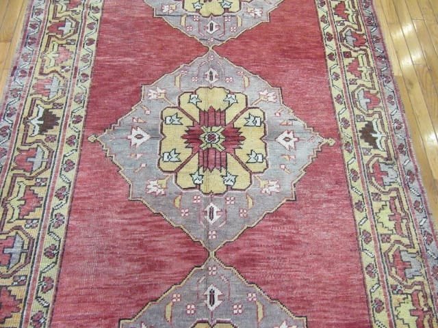 5′ x 11′ Turkish Oushak Rust Blue Triple Medallion Runner – Vintage Hand-Knotted Wool