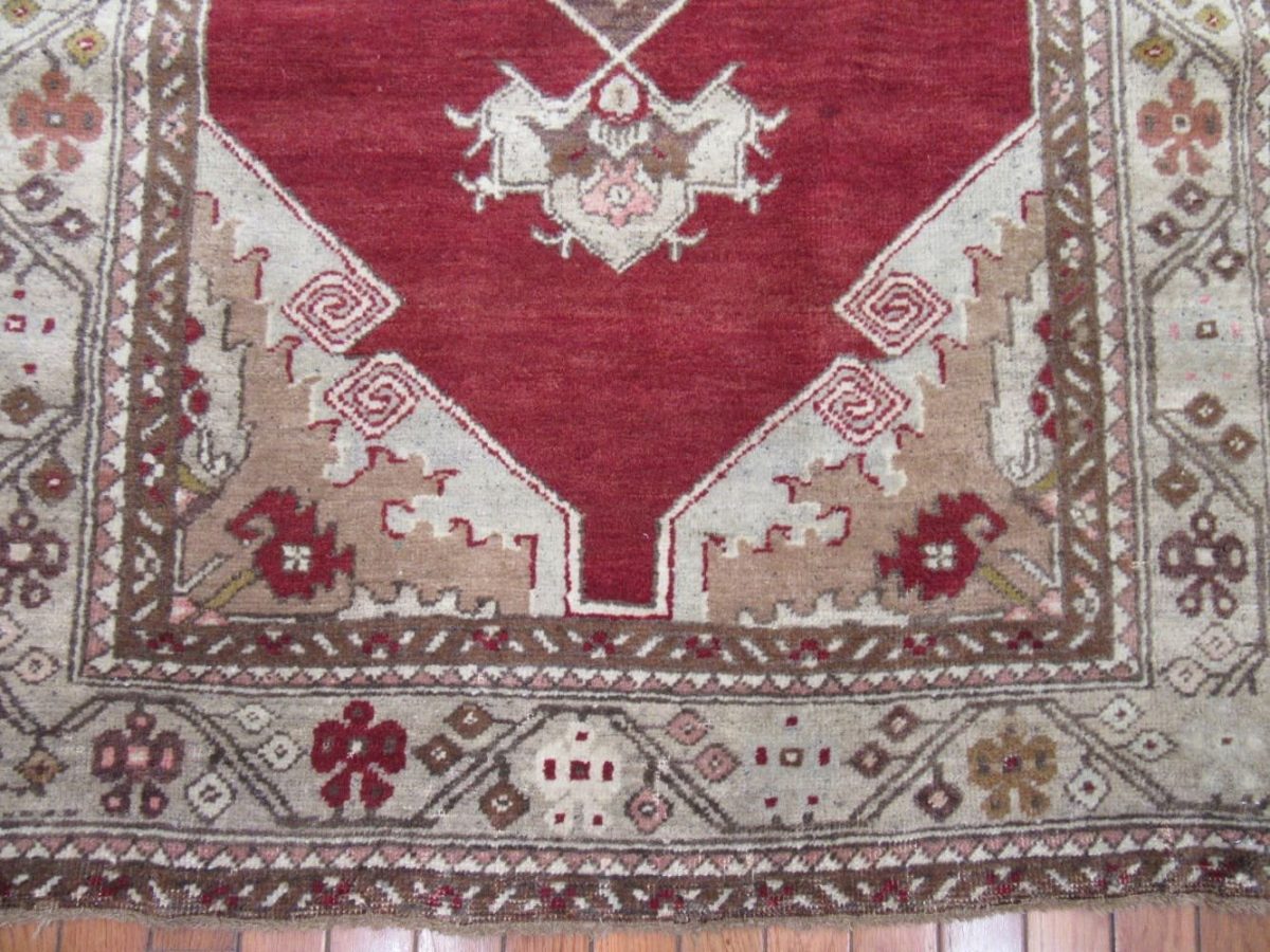 3′ x 11′ Red Fine Hand-Knotted Turkish Oushak Rug – Traditional Wool