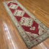 3′ x 11′ Red Fine Hand-Knotted Turkish Oushak Rug – Traditional Wool