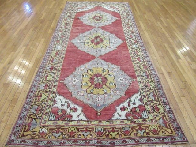5′ x 11′ Turkish Oushak Rust Blue Triple Medallion Runner – Vintage Hand-Knotted Wool