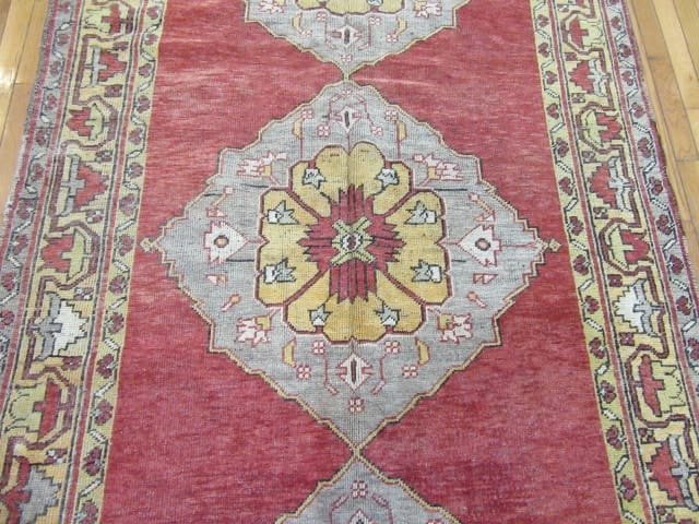 5′ x 11′ Turkish Oushak Rust Blue Triple Medallion Runner – Vintage Hand-Knotted Wool