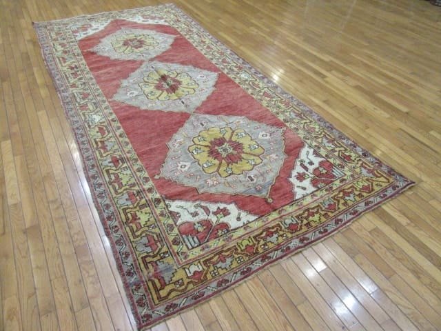 5′ x 11′ Turkish Oushak Rust Blue Triple Medallion Runner – Vintage Hand-Knotted Wool