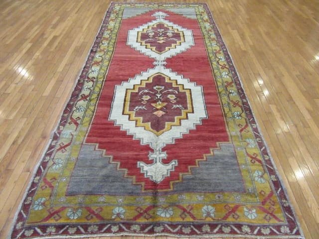 5′ x 12′ Turkish Oushak Rust Charcoal Double Medallion Runner – Vintage Hand-Knotted Wool
