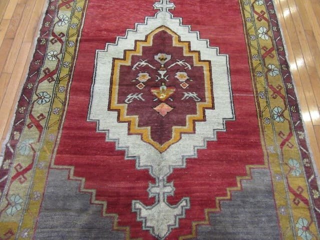 5′ x 12′ Turkish Oushak Rust Charcoal Double Medallion Runner – Vintage Hand-Knotted Wool