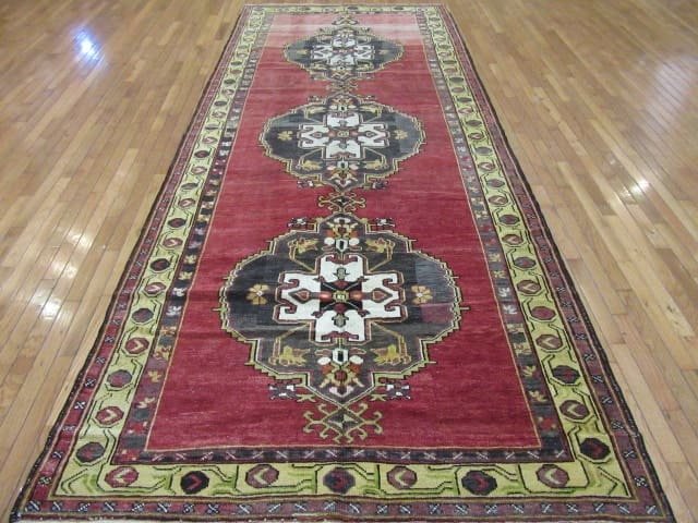 5′ x 12′ Turkish Oushak Rust Charcoal Triple Medallion Runner – Vintage Hand-Knotted Wool